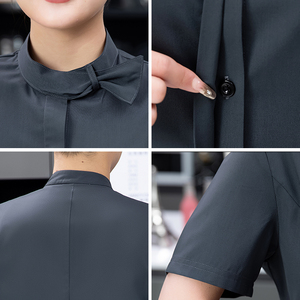Vêtements de sécurité, vêtements de travail pour femme, polos, chemises en coton pour homme, chemises de travail rétro à col rond pour restaurant - Product Image 5