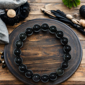All'ingrosso braccialetto di ossidiana nero naturale per le donne e gli uomini rotondi 4/6/8/10/12/14/16mm <span class=keywords><strong>perline</strong></span> di pietra gioielli da sposa - Product Image 5