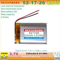 Baterai Li-Ion Polimer 3.7V 220mAh 521726 2 Kabel untuk Pena Rekaman Speaker Headphone MP3 Jam Tangan Pintar Smartband 551726 L075