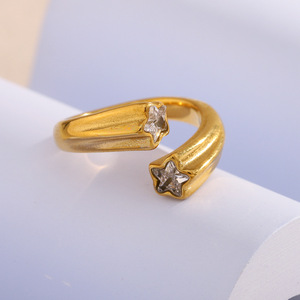 Châu Âu và Mỹ xuyên biên giới Thích hợp thiết kế đồ trang sức cá nhân, thép không gỉ mạ với 18K vàng Zircon năm cánh S - Product Image 4