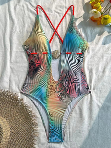 Nouveautés EN STOCK Maillot de bain 2 pièces sexy pour femme, en maille, fait main, avec cordon de serrage, imprimé sequins sur le devant et décolleté plongeant en V, orné de coquillages - Product Image 6