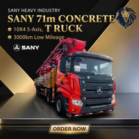 Camion pompe à béton SANY 71m d'occasion de haute qualité, pompe à flèche 5 essieux de 55 tonnes entièrement conforme, volume de pompage de 40 000 mètres cubes seulement