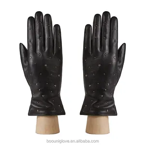 Yeni tasarım ve moda dokunmatik kadınlar için screenwomen deri eldiven kış moda sürüş eldiven & eldivenler