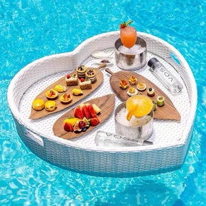 PE Rattan Basket Hotel Swimming Pool <b>Floating</b> Tray for Breakfast Afternoon Tea Water Serving Plate Storage Tray for Hotel Villa - Product Image 2