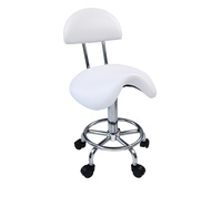 Tabouret Ergonomique pour Coiffeur, Chaise de Salon de Beauté, Hauteur Réglable, Tabouret à Roulettes en Cuir PU Robuste