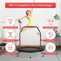 Mini Trampolín Plegable Rouser Fitness con Barra de Seguridad, Rebounder Interior para Ejercicios Cardiovasculares en Casa