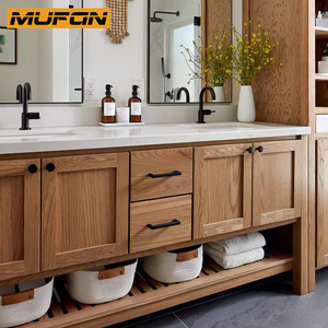 American Style Design White Oak <strong>Bathroom</strong> Shaker Vanities <strong>Cabinets</strong> Furniture Set Bath Wash Solid <strong>Wood</strong> <strong>Bathroom</strong> <strong>Cabinet</strong> - Product Image 2