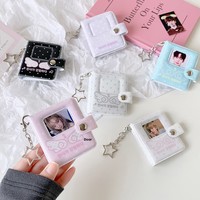 Album photo portable en PVC avec ailes d'ange, mini pendentif de 2 pouces, 32 pochettes pour photocartes et porte-Purikura avec porte-clés pour les fans de K-Pop