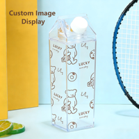 Bouteille de jus carrée en plastique réutilisable de 750 ml, personnalisée en usine, transparente, en carton, pour lait et eau