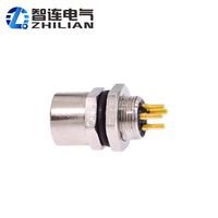 Venta caliente Circular impermeable A código M8 4 pines hembra montaje en Panel frontal PCB pines conector hembra
