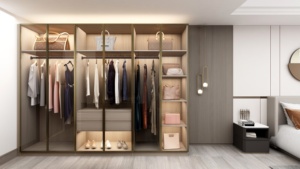 Armadio moderno con Design in vetro e legno guardaroba - Product Image 3