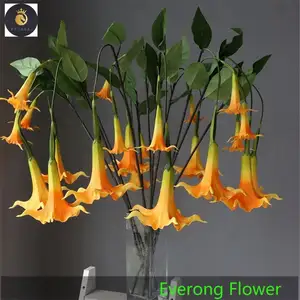 AEV913 bunga terompet imitasi buatan dekoratif bunga silikon Datura lateks sentuhan nyata