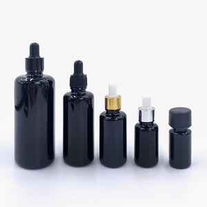 5ml 10ml 15ml 20ml 30ml <b>50ml</b> 100ml Empty Round Boston Glossy Black Dropper <b>Glass</b> <b>Bottles</b> for Essential Oil - Product Image 1