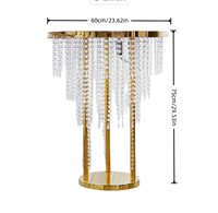Table à gâteau en métal avec perles de cristal Royal Diamond et éclairage pour décorations de mariage et d'anniversaire, montage facile