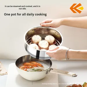 <strong>Small</strong> 16cm Metal Stock <strong>Pot</strong> 316 Three-Layer Steel 2mm Thick Soup Baby Milk Food Supplements Instant Noodles Stir-Fry <strong>Lid</strong> Grid - Product Image 6