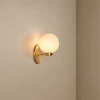 Applique Murale Moderne Minimaliste en Verre Opale Blanc, Luminaire en Laiton pour Salon, Chambre, Maison, Chevet, Salle de Bain, Décoration