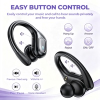 Audífonos Inalámbricos BX28 con Ganchos para las Orejas, Audífonos Deportivos Resistentes al Agua IPX7, Pantalla LED de Energía, Carga Tipo C para Correr