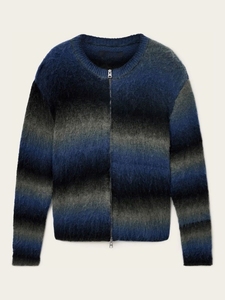 <span class=keywords><strong>Cardigan</strong></span> <span class=keywords><strong>Uomo</strong></span> <span class=keywords><strong>Blu</strong></span> Nero Ombré con Zip, Giacca in Maglia Sfumata Effetto Peluche - Product Image 5