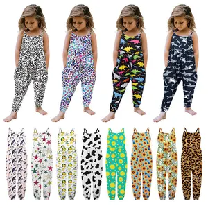 baby summer jumpsuits for girls kids cute backless harem strap romper toddler pants size 2-8Y kid girl jumpsuit