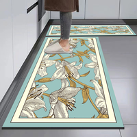 Tapis d'entrée antidérapant, absorbant l'eau, à motif floral, imprimé sur mesure, séchage rapide, lavable, en caoutchouc, ensemble de tapis de sol