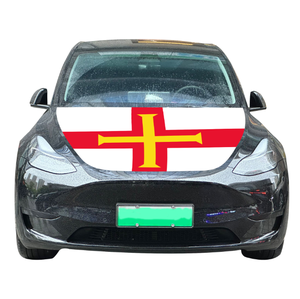 Флаг Гернси на капот автомобиля, эластичный патриотический флаг-баннер на капот, флаг на крышку двигателя Гернси - Product Image 3