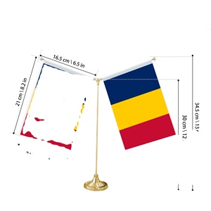 Drapeau de table en forme de Y avec base en métal pour décorations de mini-drapeaux du Tchad personnalisables - Product Image 2