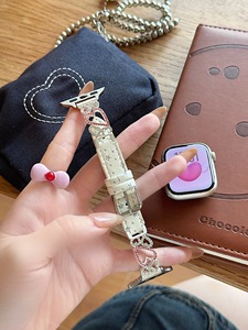 Compatible con Watch 11 SE <span class=keywords><strong>SSeries</strong></span>, correa de reloj de cuero para mujer, decoración de cristal con diamantes de imitación en forma de corazón, correa de muñeca a la moda, regalo elegante - Product Image 3