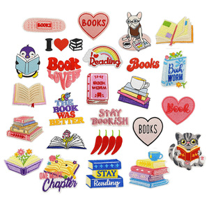 Lovely High Quality Wholesale Price Reading Book Theme Iron on Embroidery Cartoon <strong>Patch</strong> for Diy Decoration - Product Image 1