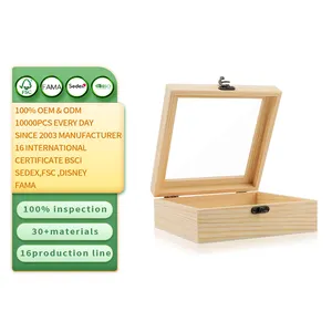 Rectangle Unfinished Pine Wood Box Natural Wooden Storage Box With Hinged Lid And Front Clasp Wooden Hobbies Box