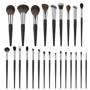 Black Wooden Handle Animal Hair Makeup Brush Set Face Powder Contour Foundation Eye Blending Brush - Product Image 5