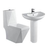 Ensemble lavabo et toilette en céramique en forme de diamant pour salle de bain