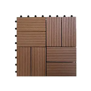 Modern Design WPC Outdoor Deck Tile Interlocking Plastic Garden Floor with Brushed PVC Panel Easy to Install Decking