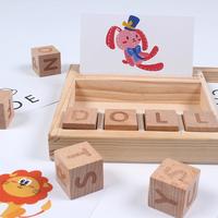 Jeu d'orthographe en bois Montessori, blocs de lettres de l'alphabet, flashcards, jouet éducatif STEM pour tout-petits, cadeau amusant