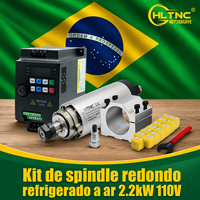Kit moteur de broche haute vitesse refroidi par air 2,2 kW, 220 V, 24 000 tr/min, avec variateur de fréquence (VFD) et pince ER20 pour routeur CNC et gravure - Stock Brésil