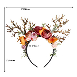 Bandeau <span class=keywords><strong>de</strong></span> Noël doré à fleurs en <span class=keywords><strong>corne</strong></span> <span class=keywords><strong>de</strong></span> <span class=keywords><strong>renne</strong></span> Bandeau décoratif étincelant - Product Image 4