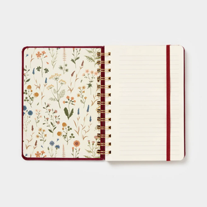 Carnet à couverture rigide ligné en suède avec feuille d'or personnalisée, carnet en velours rouge, planificateur spiralé avec marque-page élastique - Product Image 3