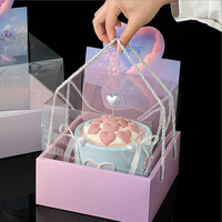 Boîte carrée en gros Boîte à fleurs en carton pour Saint-Valentin avec poignée pour Arrangement floral personnalisé pour la Saint-Valentin