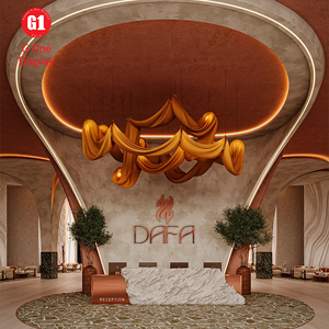 Ideas Elegantes para la Decoración del Vestíbulo de un Hotel, Sofás Modernos, Mostradores de Recepción Refinados, Barra de Bar Elegante - Product Image 6