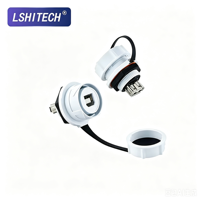 LSHITECH M21 Conector USB Tipo B Hembra para Montaje en Panel, IP67, Níquel con Baño de Cobre Dorado, para Gabinetes de Control Industrial