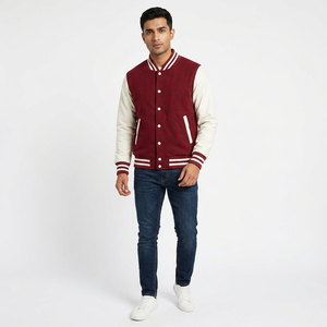 2024 Premium Quality <b>Men's</b> Custom 100% Cotton Stand Front Breathable Winter Varsity Letterman <b>Jackets</b> Top Sale Wholesale <b>Long</b> - Product Image 1
