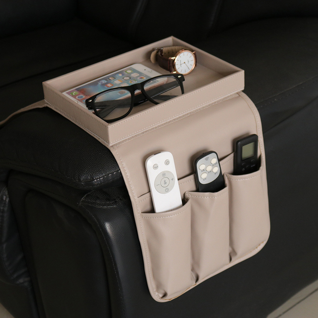 Couch Remote Caddy Control Holder Sofa Organizer with Detachable Tray Sofa Storage Bag with Pockets-Sofa Armrest Organizer