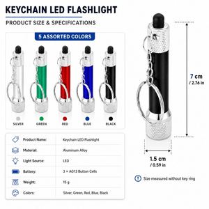 Mini lampe torche puissante à 5 LED avec logo personnalisé, porte-clés, lampe torche portable en aluminium, cadeaux promotionnels en gros - Product Image 3