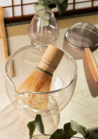 Ensemble de bols à matcha en verre transparent, faits à la main, avec fouet en bambou, style japonais, pour la cérémonie du thé matcha, Chawan pour matcha