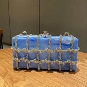 Borsa da sposa da donna di lusso per festa da ballo con strass elegante pochette da sera borsa a tracolla da donna - Product Image 5