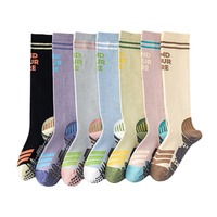 Chaussettes de sport à haute adhérence personnalisées pour femmes Pilates Course à pied Longues chaussettes de compression hautes jusqu'au genou Antidérapantes Chaussettes de sport pour la course à pied Cyclisme