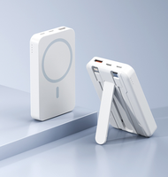 Power Bank Nirkabel Magnetik 10000mAh dengan Kabel Ganda Terintegrasi, Penyangga Tersembunyi, Pengisian Super Cepat 22.5W, Ringkas & Portabel