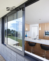 Ventana Corredera Moderna SUNGYE NFRC de Aleación de Aluminio Delgada, Ventana Francesa con Doble Vidrio Templado y Mosquitera para Sala de Estar