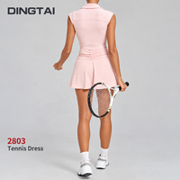 Robe de tennis Ball Pocket pour femme, col carré, dos échancré, plissée, évasée, avec short séparé et coussinets amovibles, pour le golf et le yoga