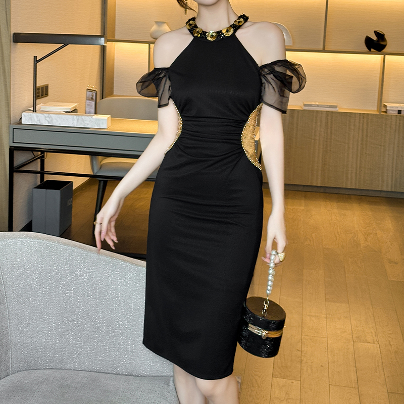 Best Selling Black Transparent Tight Dress Sexy Bodycon Mini Dress