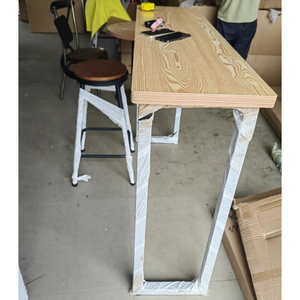 En stock club nocturno restaurante muebles mesa de Bar alta RTS club nocturno estilo industrial mesa de bar de madera larga con silla - Product Image 3